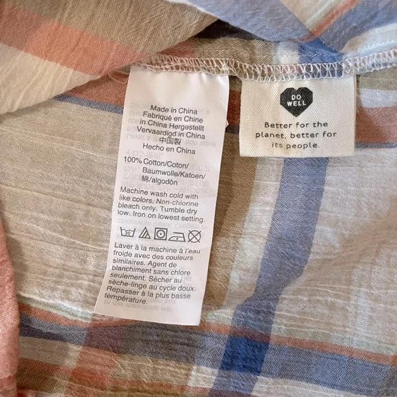 Madewell ruffle plaid lightweight blouse size small - Picture 5 of 7